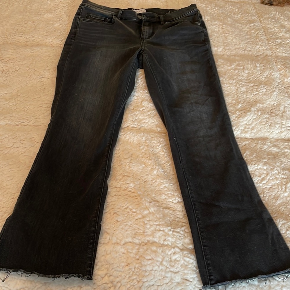 Black boot cut frayed bottom jeans size 4